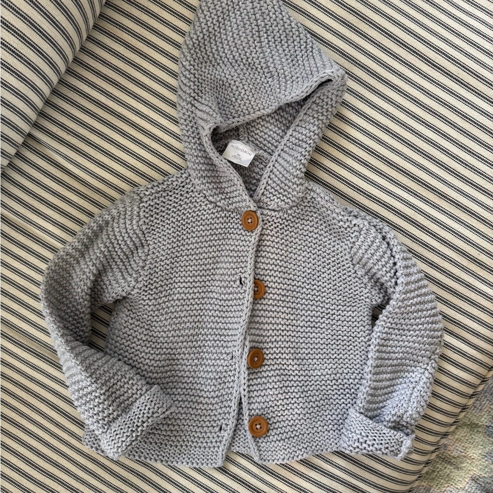 Nordstrom Gray Cardigan Sweater with Textured Knit